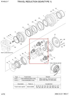 R140-7 R160-7 Parti della sEola di cambio XKAH-00357 XKAH-00358 XKAH-00355 XKAH-00356 R140-7 ASSY CARRIER